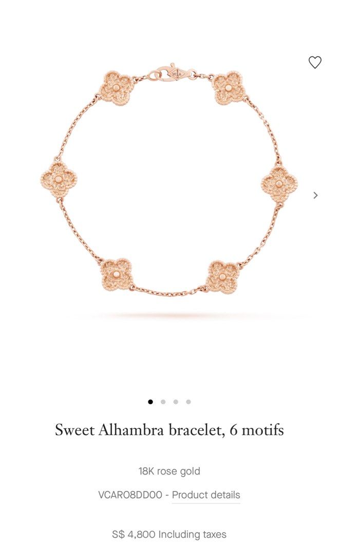 VCA Van Cleef & Arpels Sweet Alhambra Bracelet 6 motifs Hammered Rose ...