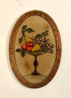 Vintage 3D Fruit Golden Oval Shaped Framed 40x60cms