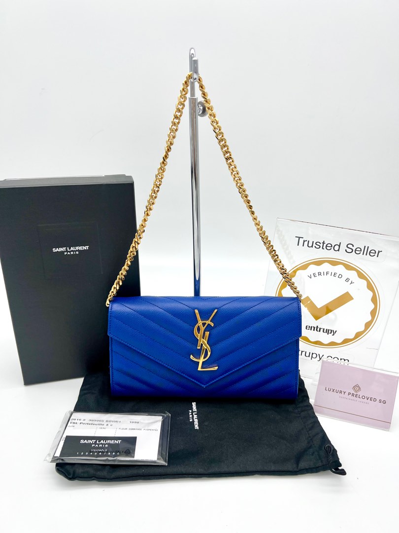 YSL wallet on chain, Luxury, Bags & Wallets on Carousell