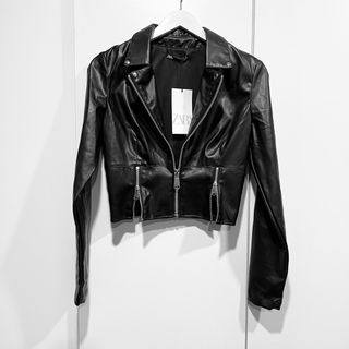 Zara Faux Leather Biker Jacket with Zips