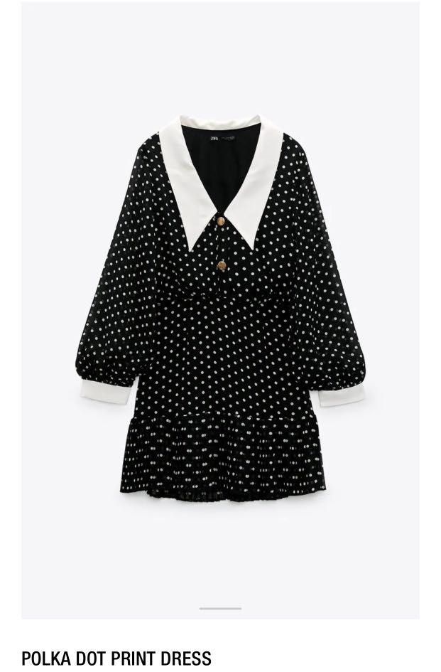 Black white polka dot dress zara discount
