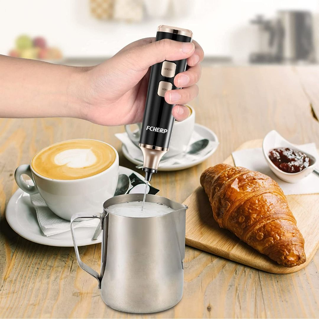  LUUKMONDE Powerful Milk Frother Handheld, Battery Operated  Frother Wand with S/S Whisk, Mini Drink Mixer Electric Handheld, Hand  Frother Foam Maker for Coffee, Latte, Matcha, Hot Chocolate, Black: Home &  Kitchen