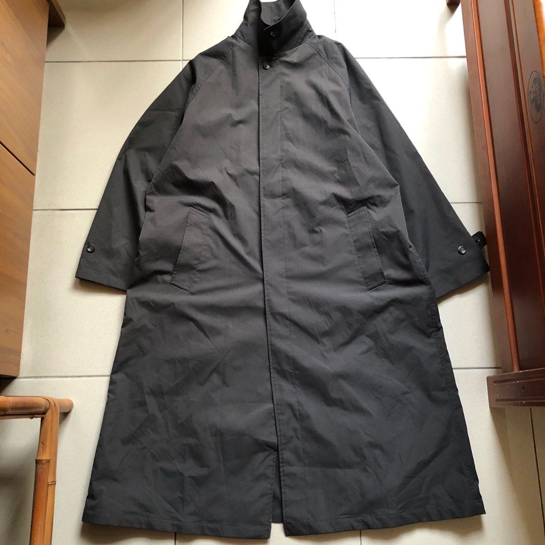 9成新remer loose basic long coat 長版風衣大衣, 他的時尚, 外套及