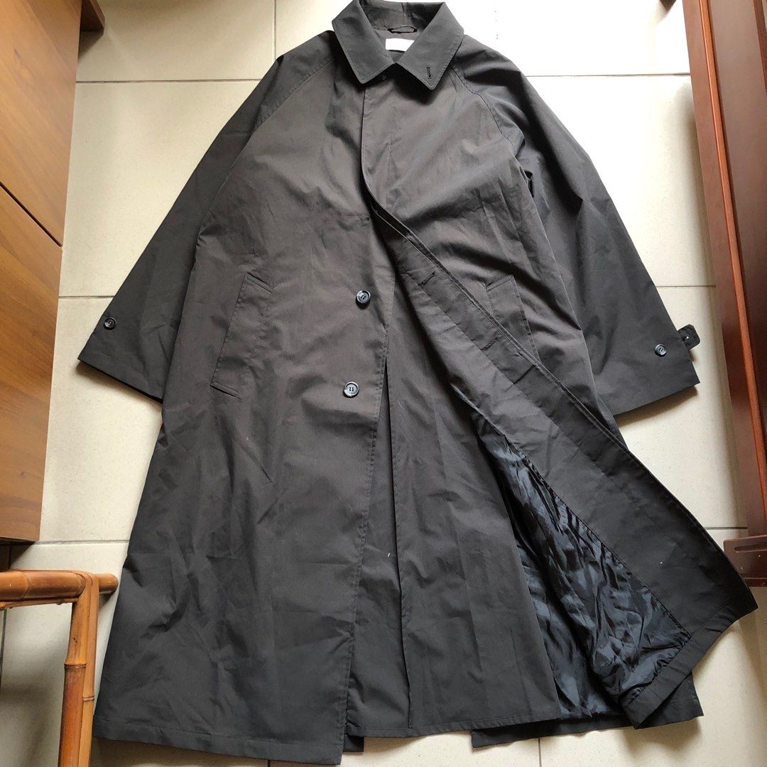 9成新remer loose basic long coat 長版風衣大衣, 他的時尚, 外套及