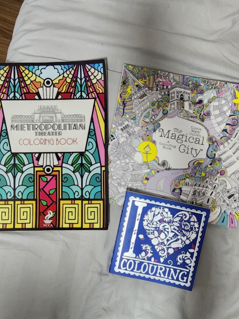 Adult Coloring Book bundle (Category: Storybooks) located in Makati City. Submitted by abbydeclutters (Listing ID 1225823033, Image 1). Description: Take all 3 for 600 or buy individually below: 1. Metropolitan theater - 300 (never used) 2. The Magical City - 280 (1 page semi colored) 3. I Love Coloring - 100 (3 pages semi colored).