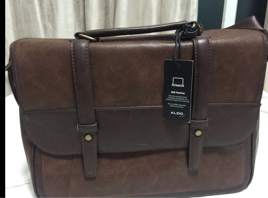 Aldo leather laptop bag top