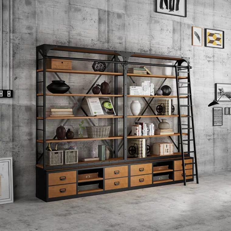 AUROR Industrial Metal Library Shelf, Furniture & Home Living