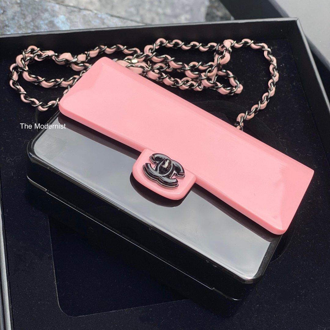 Authentic Chanel Minaudière Plexi Mini Evening Bag Light Pink and Black,  Luxury, Accessories on Carousell