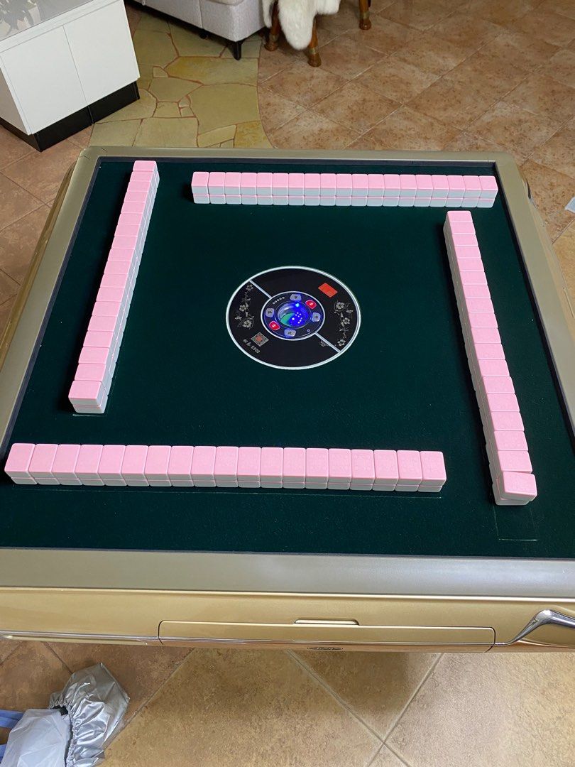 Automatic mahjong table with two sets mahjong tiles, Furniture & Home