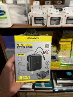 🟡AWEI 15000MAH POWERBANK 4 IN 1 POWER BANK STYLISH MULTIFUNCTION LED DISPLAY BUILT IN 2 CABLE MODEL P48K