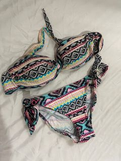 aztec print bandeau bikini set