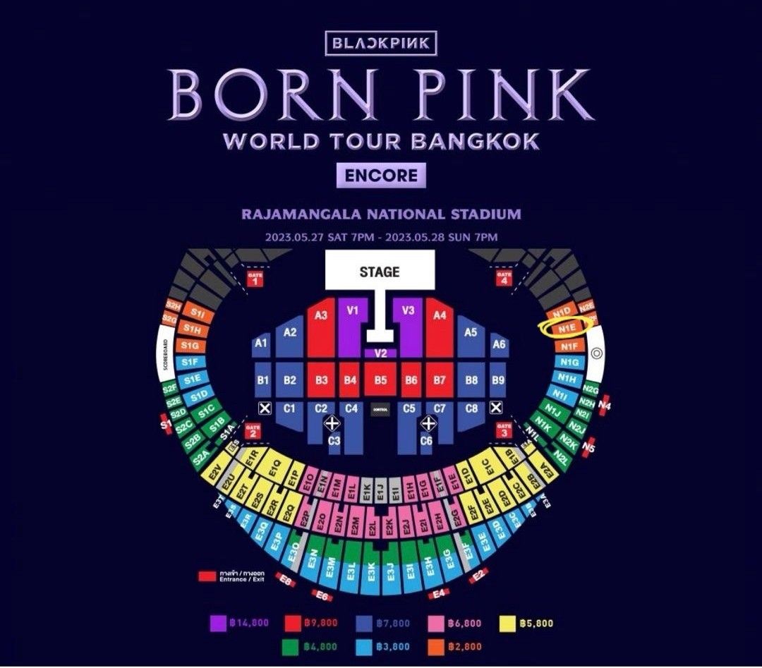 BANGKOK ENCORE FRONT ROW ticket blackpink concert Thailand bornpink