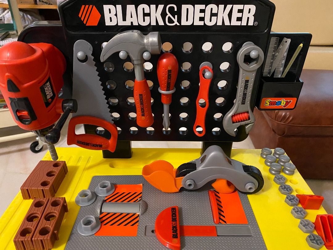 Black&Decker toy workbench / toolset with storage trays, Hobbies & Toys,  Toys & Games on Carousell