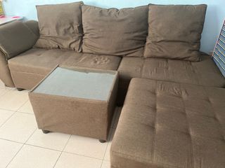 Brown sofa w/ center table