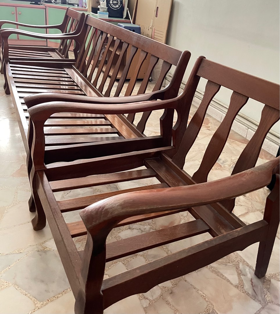 Burma Teak wood sofa frame 3 +1 +1, Furniture & Home Living, Furniture