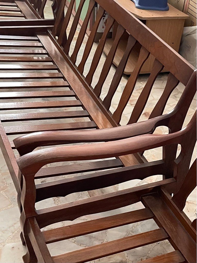 Burma Teak wood sofa frame 3 +1 +1, Furniture & Home Living, Furniture