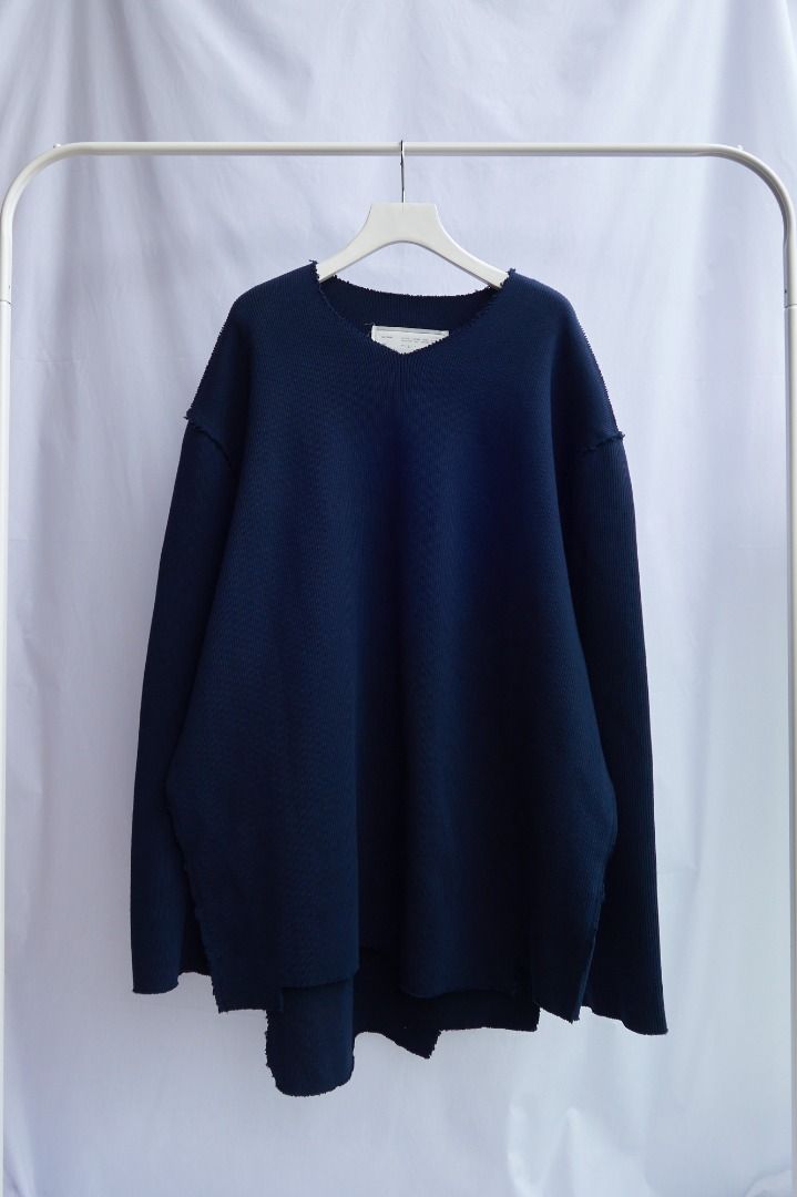 CAMIEL FORTGENS NAVY OVERSIZED RIB SWEATER, 男裝, 上身及套裝, T