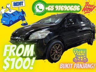 CAR RENTAL - TOYOTA VIOS, P PLATE, 1 DAY,  MALAYSIA,JB, 5 SEATER,RENTAL,CAR,$100,BUKIT PANJANG,CHEAP