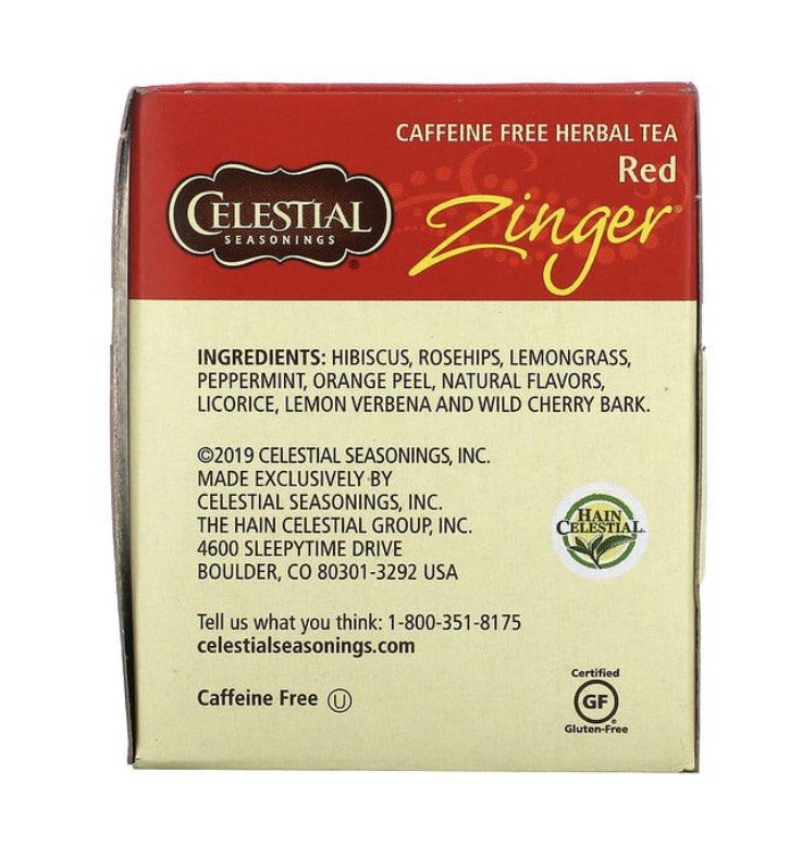 Celestial Seasonings Herbal Tea Red Zinger Caffeine Free 20 Tea Bags 1.