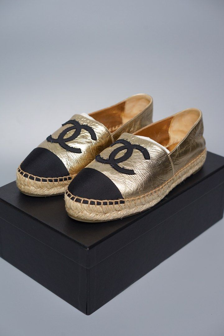Gold chanel espadrilles online