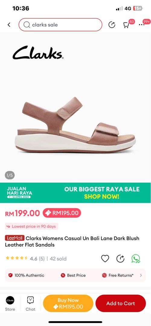 Clarks Womens Casual Un Bali Lane Dark Blush Leather Flat Sandals