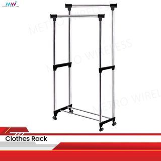 Clothes Rack Double Pole Drying Rack Hanging with Wheels LYJ002