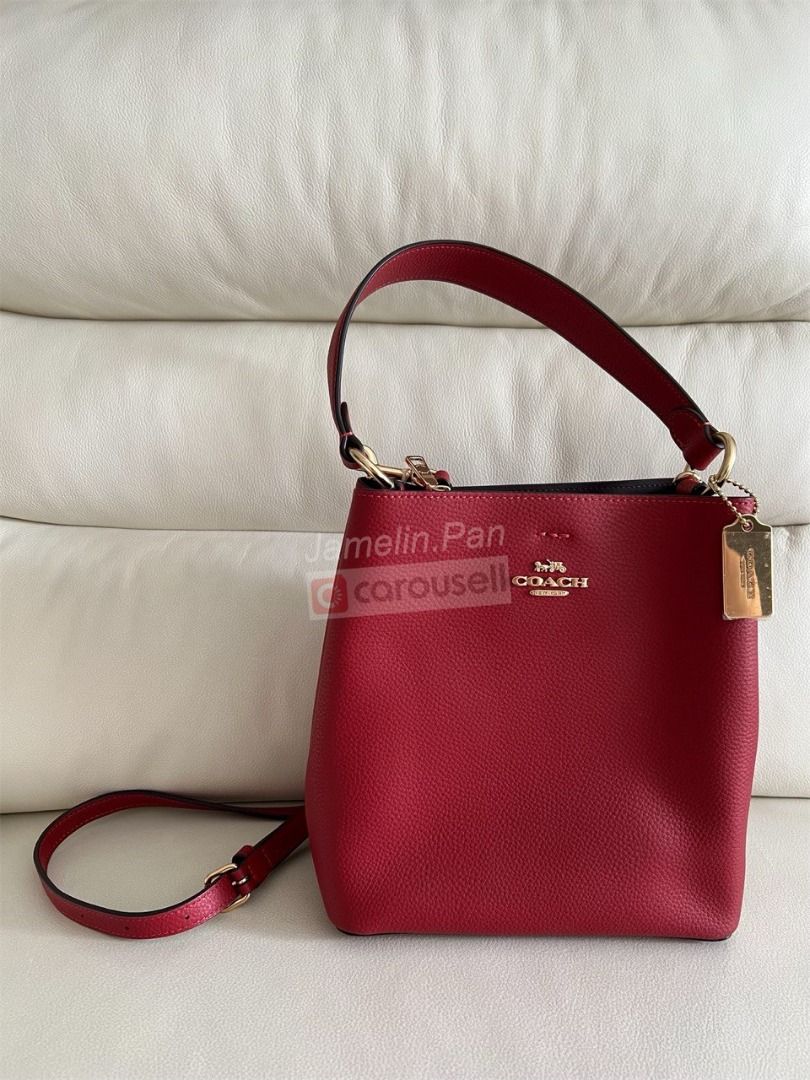 Coach Small Town Bucket Bag 1941 Red Pebble Leather