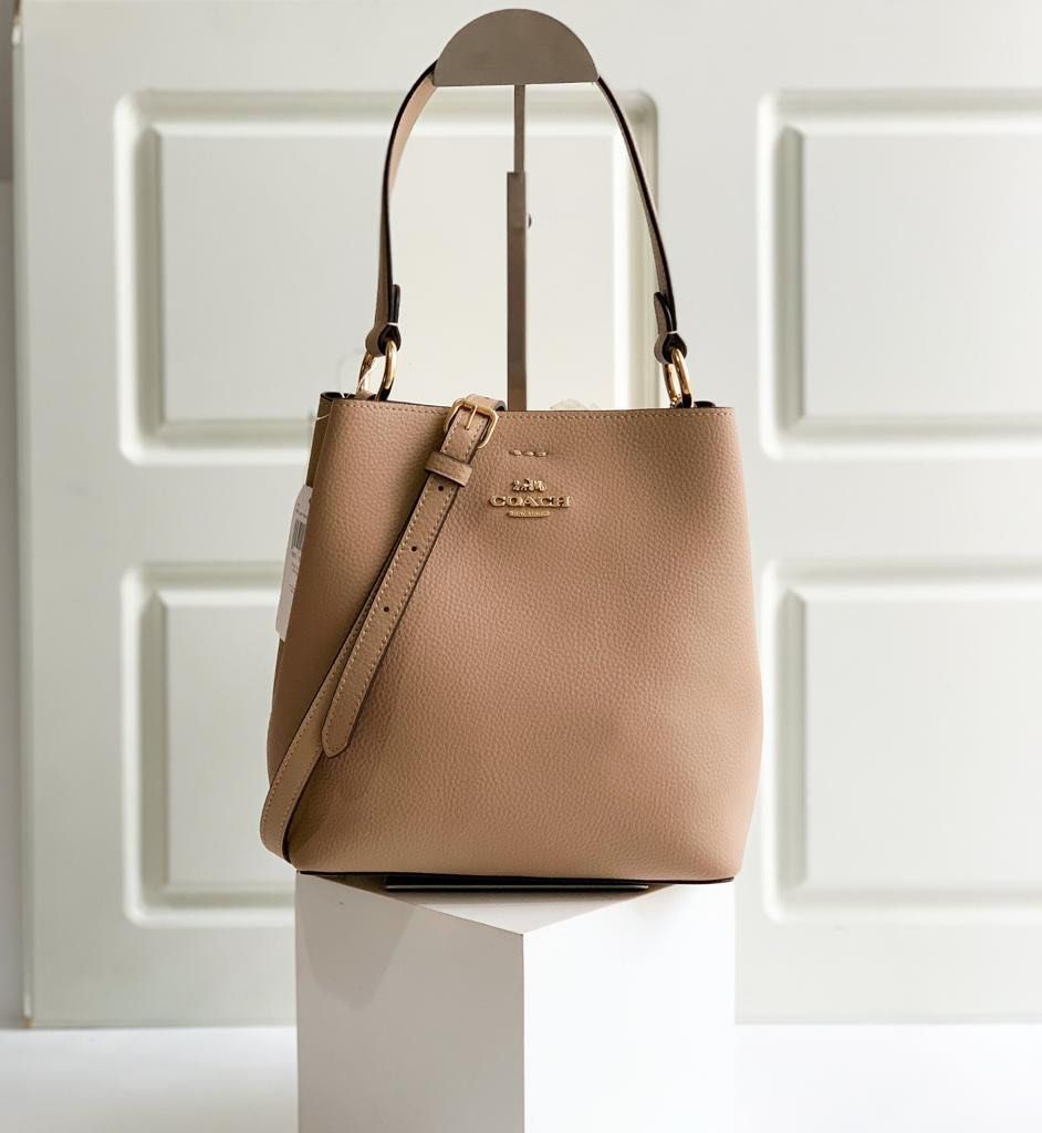 Coach Town Bucket Bag Taupe Oxblood