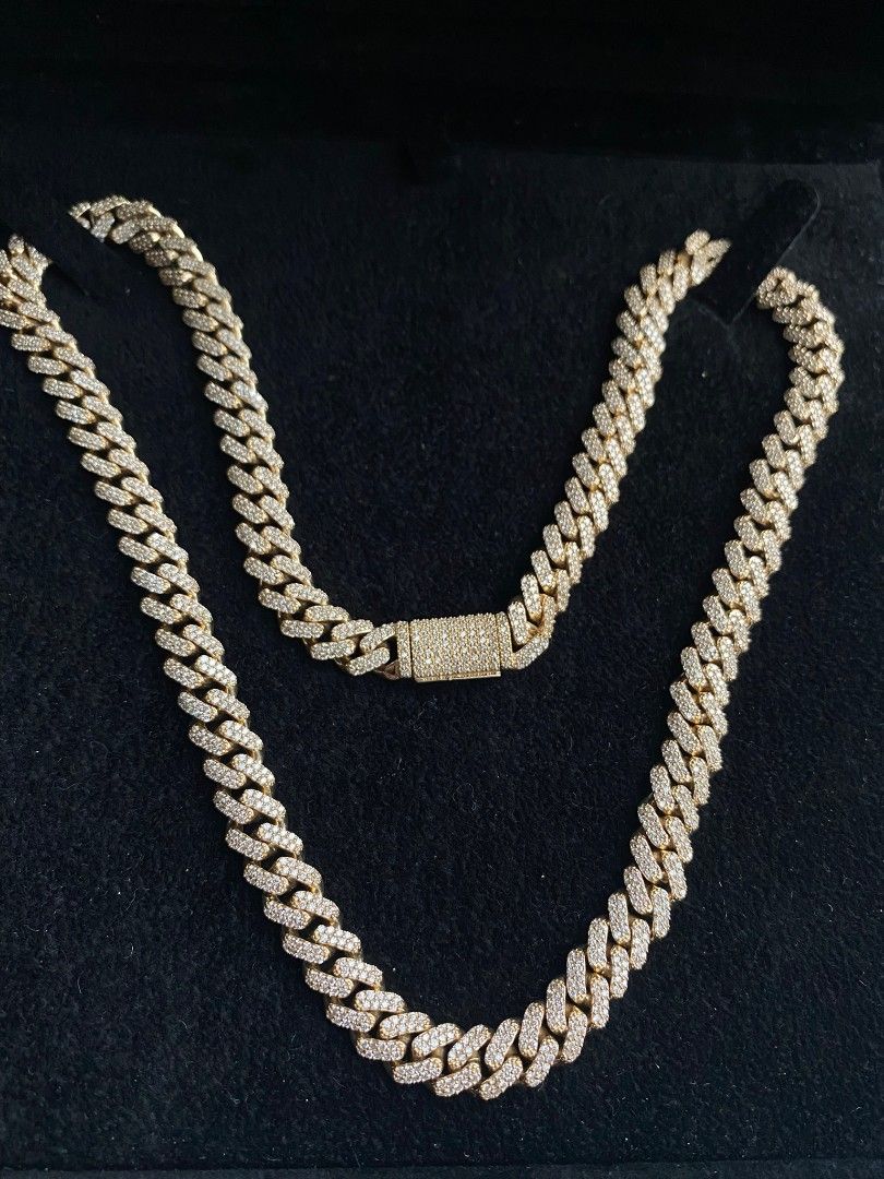 Cuban link chain diamonds yellow gold Men s Fashion Watches