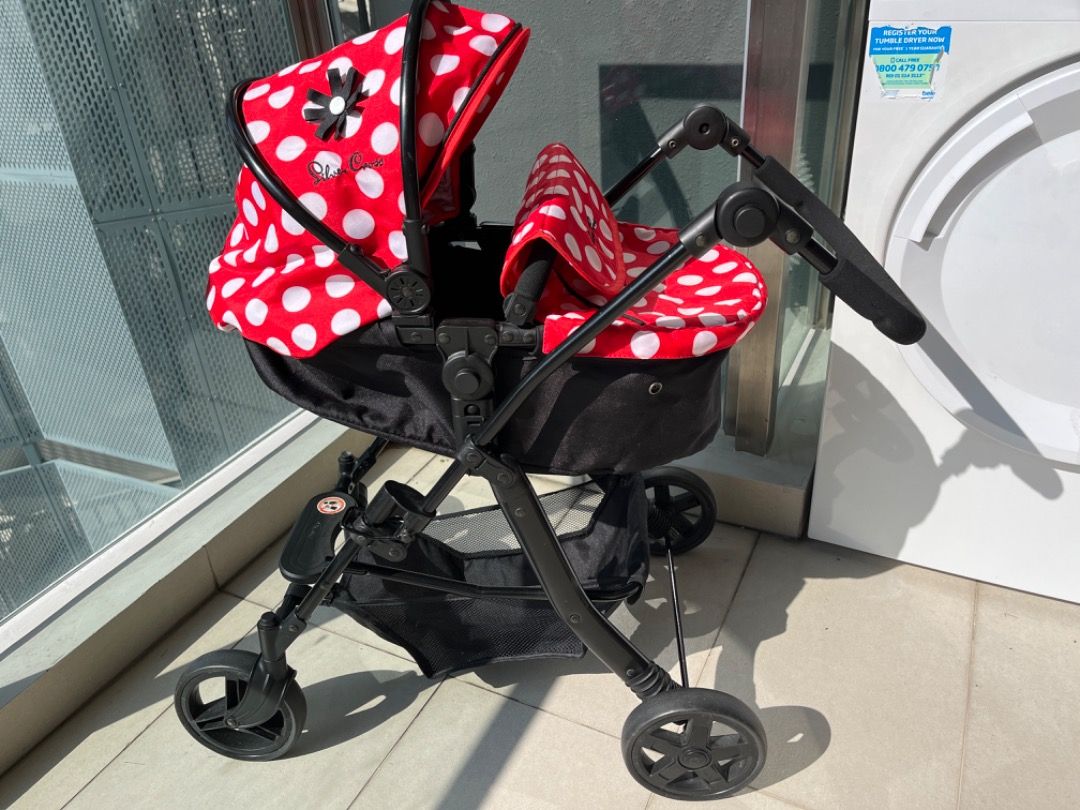 Silver cross dolls pram red 2025 polka dot