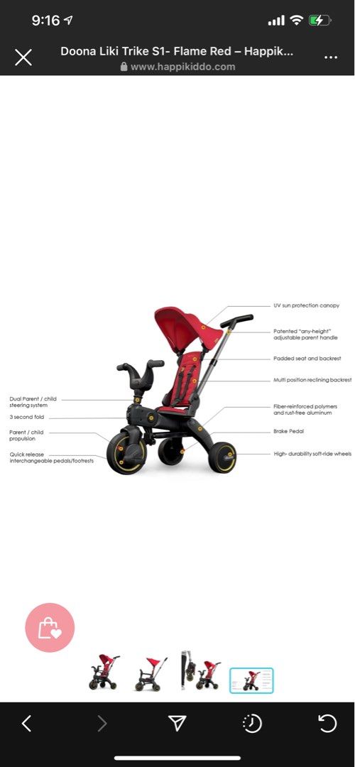 Doona liki trike s3 flame red, Babies & Kids, Infant Playtime on