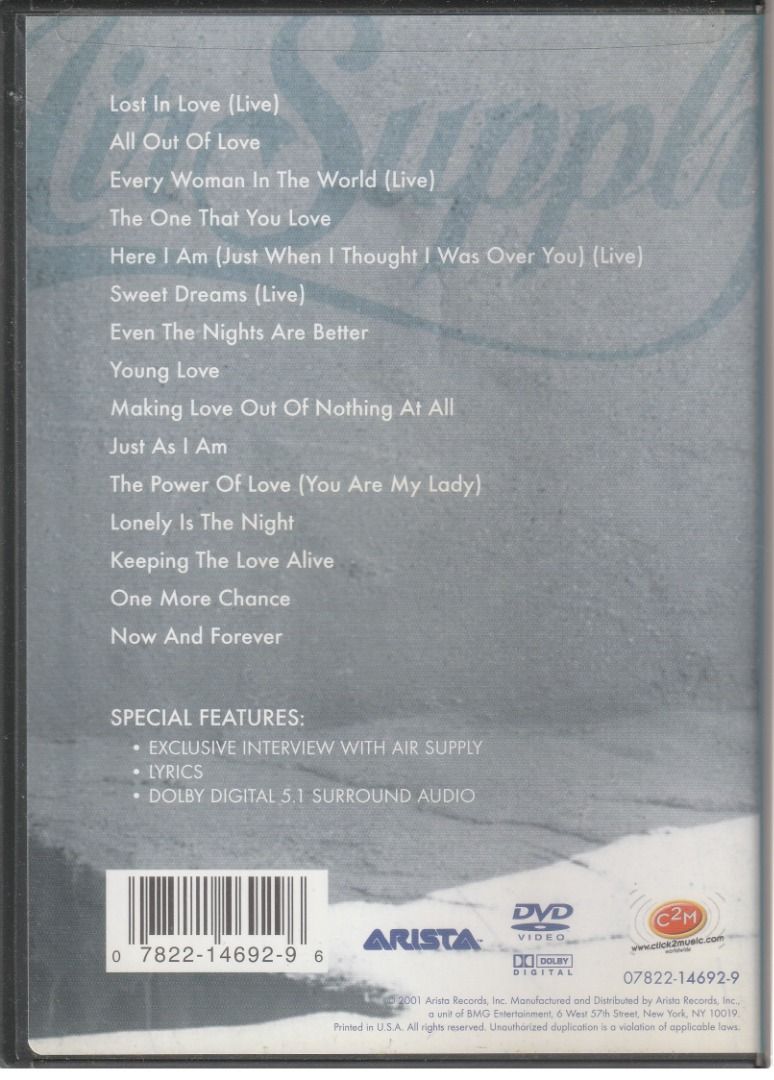 DVD AIR SUPPLY The Definitive DVD Collection, Hobbies & Toys, Music