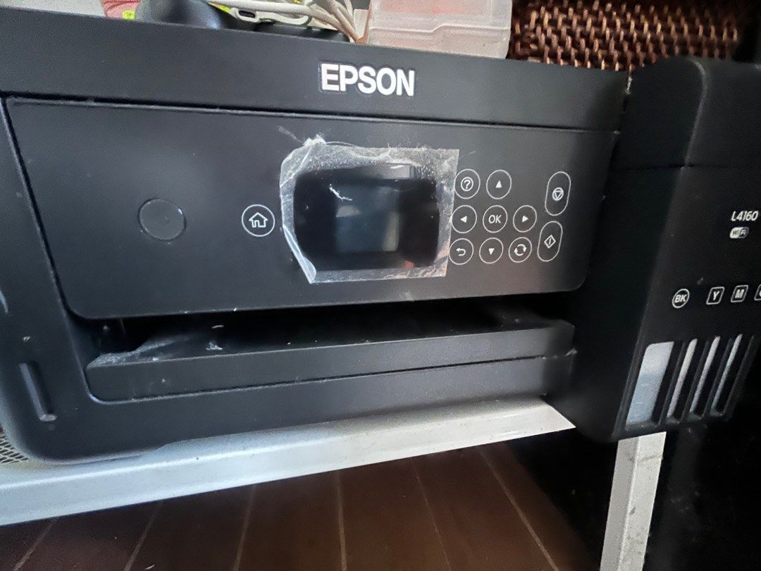 Epson Ecotank L4160 All-in-One Printer (Category: Printers, Scanners & Copiers) located in Makati City. Submitted by andy_springclean (Listing ID 1225719694, Image 3). Description: Epson Ecotank L4160 All-in-One Printer Bought it for P 12,395.00 No Box anymore just the printer still has the original ink all are completed issue: clogged nozzle just need cleaning I can send more photos if requested Bought it last November 2021 RFS: Used for my art 