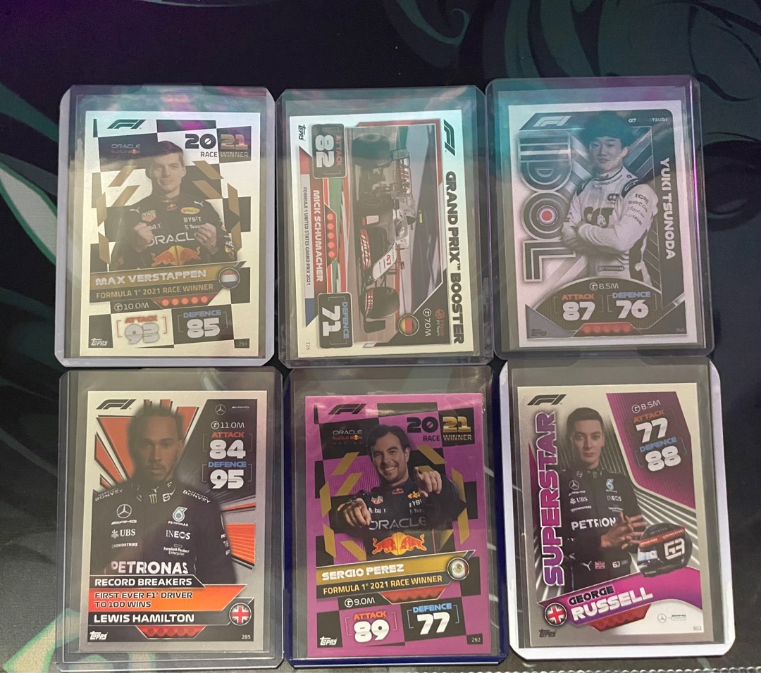 F1 Trading Cards (Max Verstappen, Lewis Hamilton, Russell