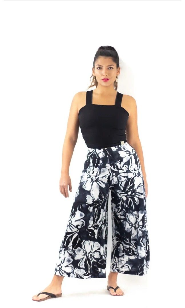 Wrap-skirt style wide pants