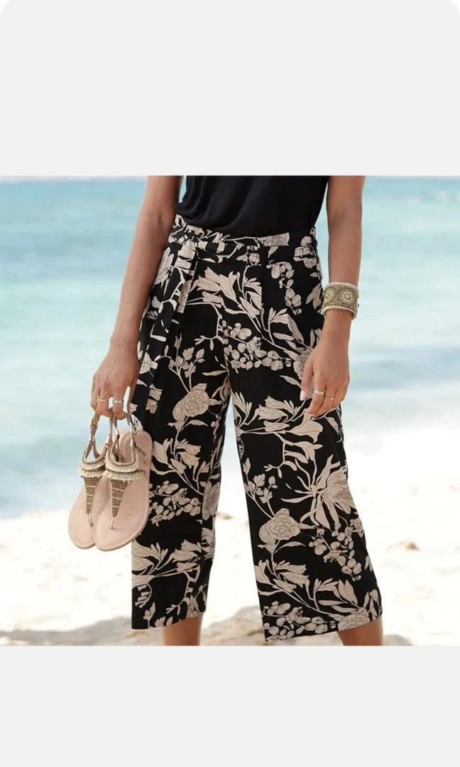 Wrap-skirt style wide pants