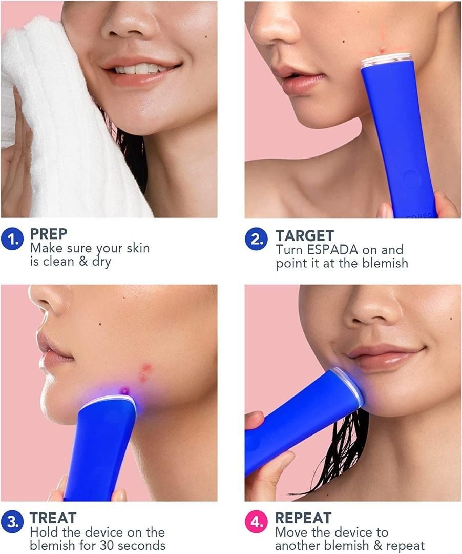 FOREO ESPADA Cobalt Blue LED Light Acne Treatment Device, FDAapproved, Medicalgrade Silicone