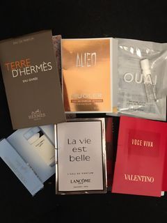 Fragrance samples 1.2 ml — Hermes, Voce Viva, Ouai, La Vie Est Belle, Alien, Dolce & Gabbana Light Blue