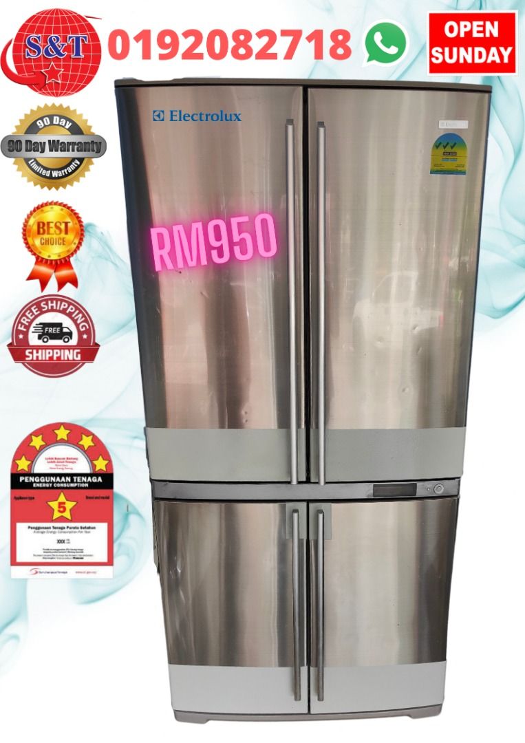 FRIDGE SIDE BY SIDE ELECTROLUX SILVER, TV & Home Appliances, Kitchen