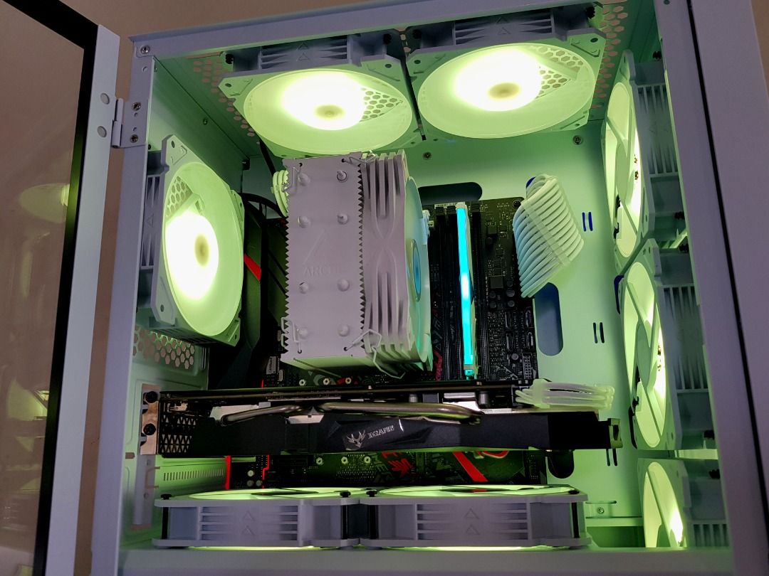 Gaming Rig White Set Up w/ ROG Strix Motherboard Desktop PC System Unit