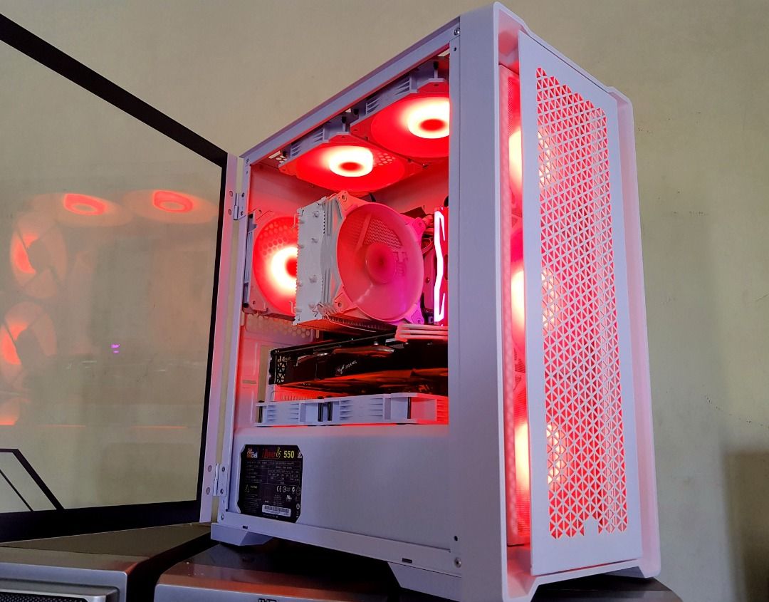 Gaming Rig White Set Up w/ ROG Strix Motherboard Desktop PC System Unit