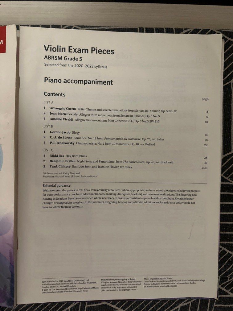 Grade 5 violin book, Hobbies & Toys, Music & Media, Music Scores on