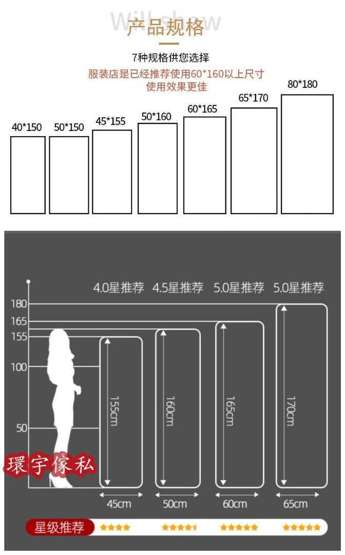 HA-234［三色可揀］直角&圓角可選全身落地鏡顯瘦大鏡子穿衣鏡試衣鏡