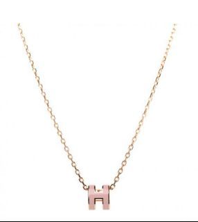 Hermes MINI Pop H Necklace Rose Dragee