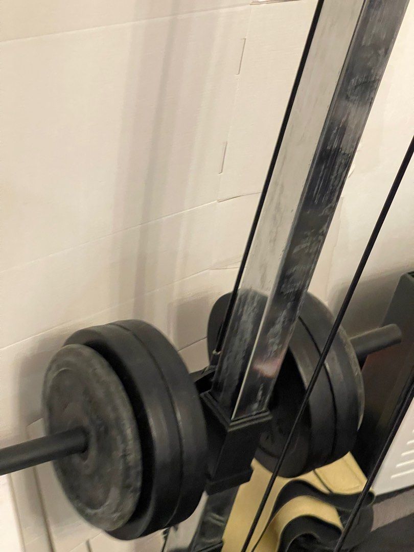 Home Gym Rack and Bench with Olympic bar and weights, Sports Equipment