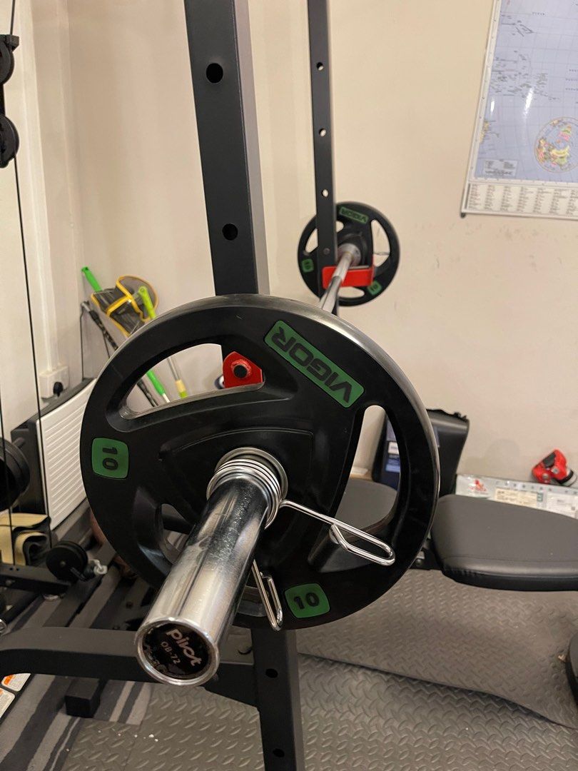 Home Gym Rack and Bench with Olympic bar and weights, Sports Equipment