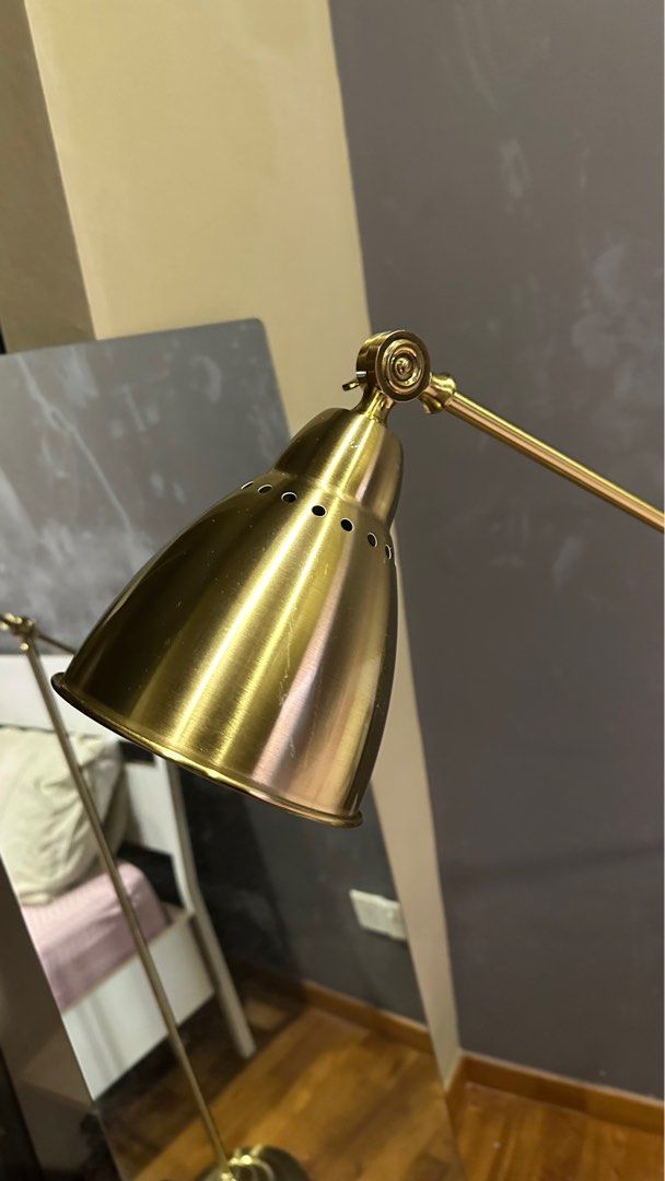 Ikea BAROMETER Floor Lamp Gold, Furniture & Home Living, Lighting