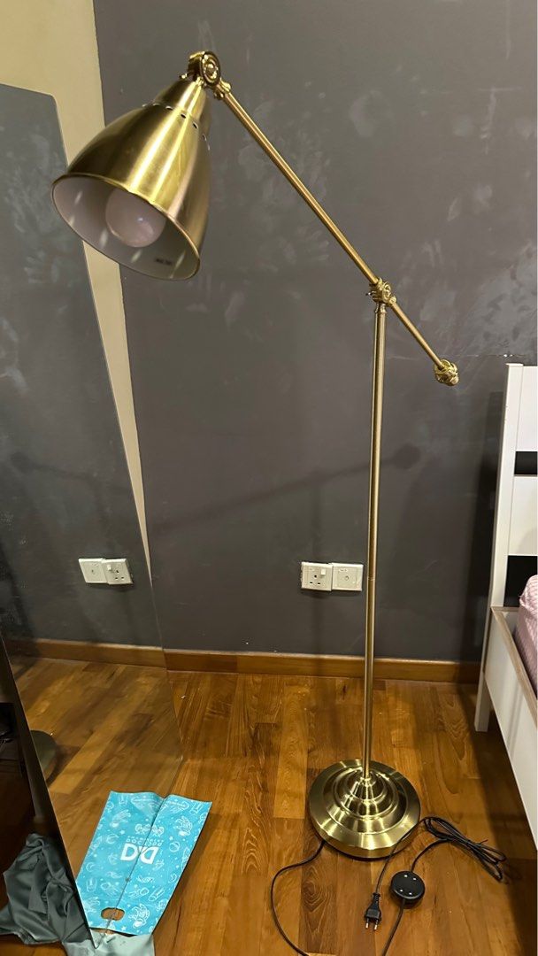Ikea BAROMETER Floor Lamp Gold, Furniture & Home Living, Lighting
