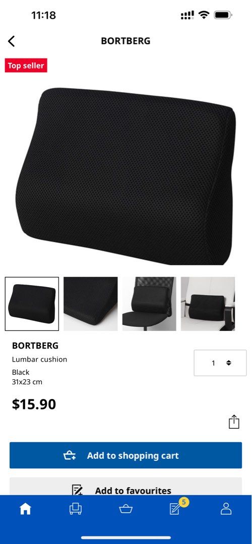 IKEA BORTBERG Lumbar Cushion / Back Support , Furniture & Home Living