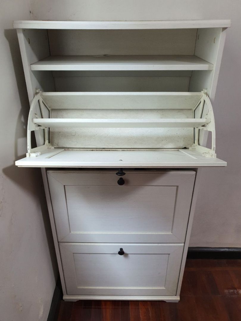 Ikea Brusali Shoe Cabinet with 3 compartments, Furniture & Home Living ...